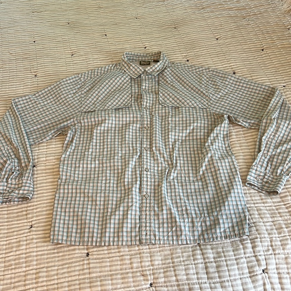 Howler Bros Shirt Teal Plaid Vented Pearl Snap Fishing